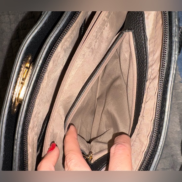 DASEIN Black and Blue Tote Handbag with Matching Clutch and Coin/Cardholder - Picture 12 of 16